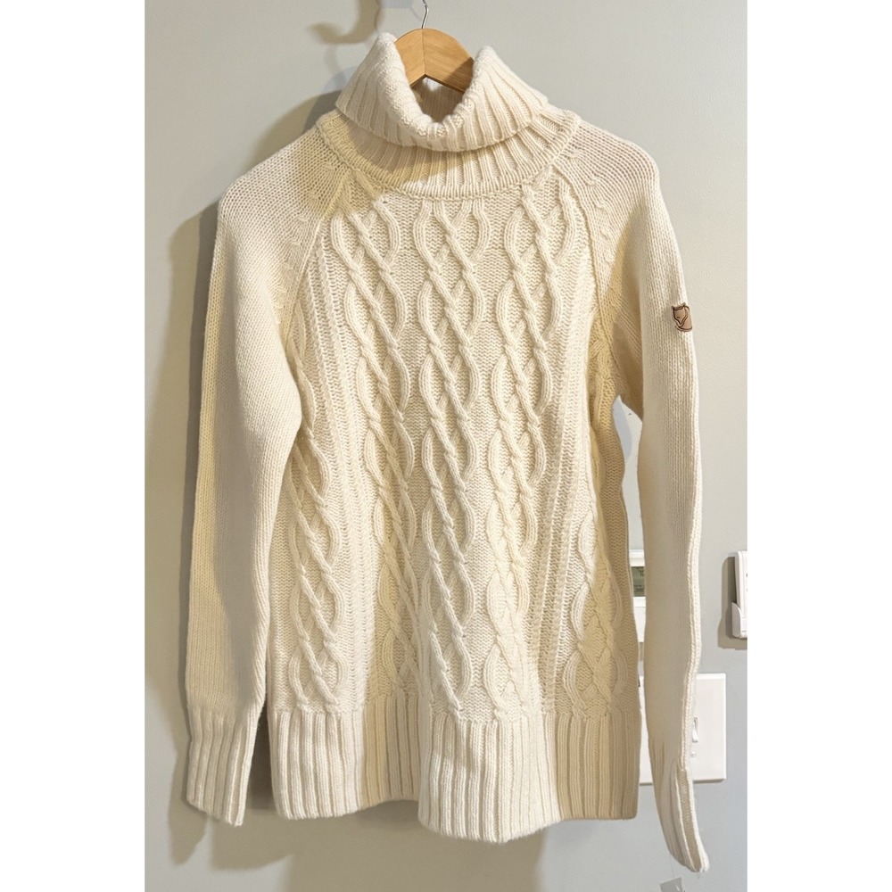 Fjall Raven Sweater Ovik Cable Knit Roll Neck Wool Pullover Women's Small New